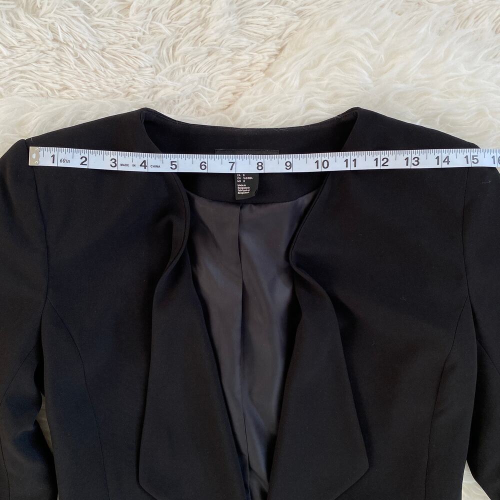 H&M Black Structured Open Front Blazer, Size 8 - image 6